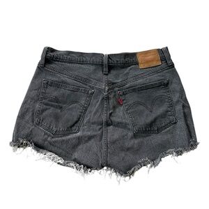 Levi’s 501 Premium Denim Button Fly Raw Hem Grey Faded black Jean shorts size 32